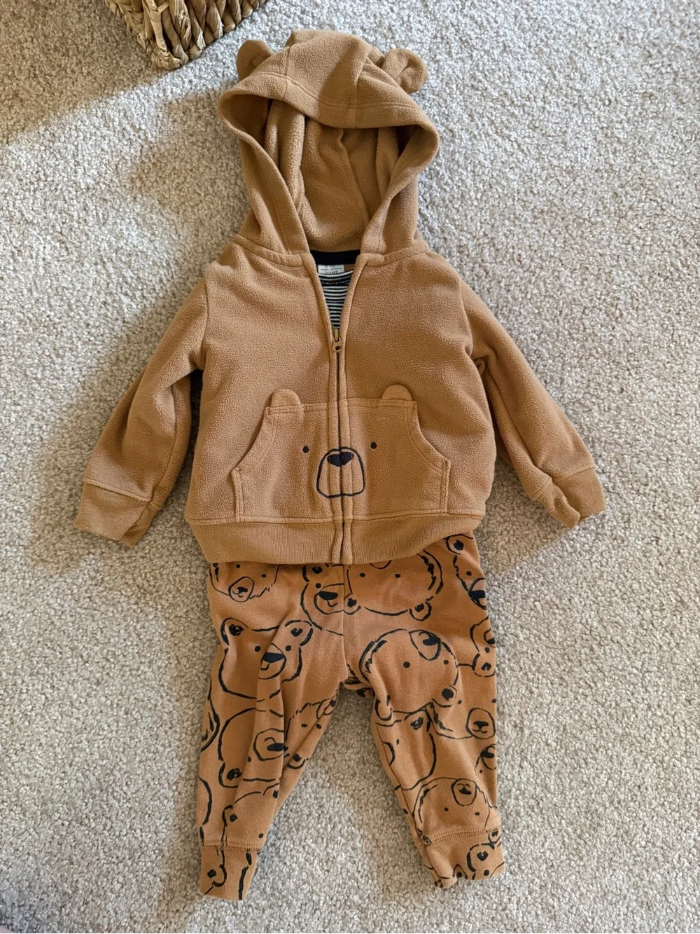 Carter's Tan Fleece Hooded Puffer Jacket